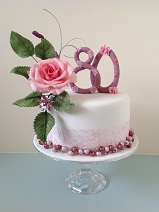 Rose spray 80th birthday cake